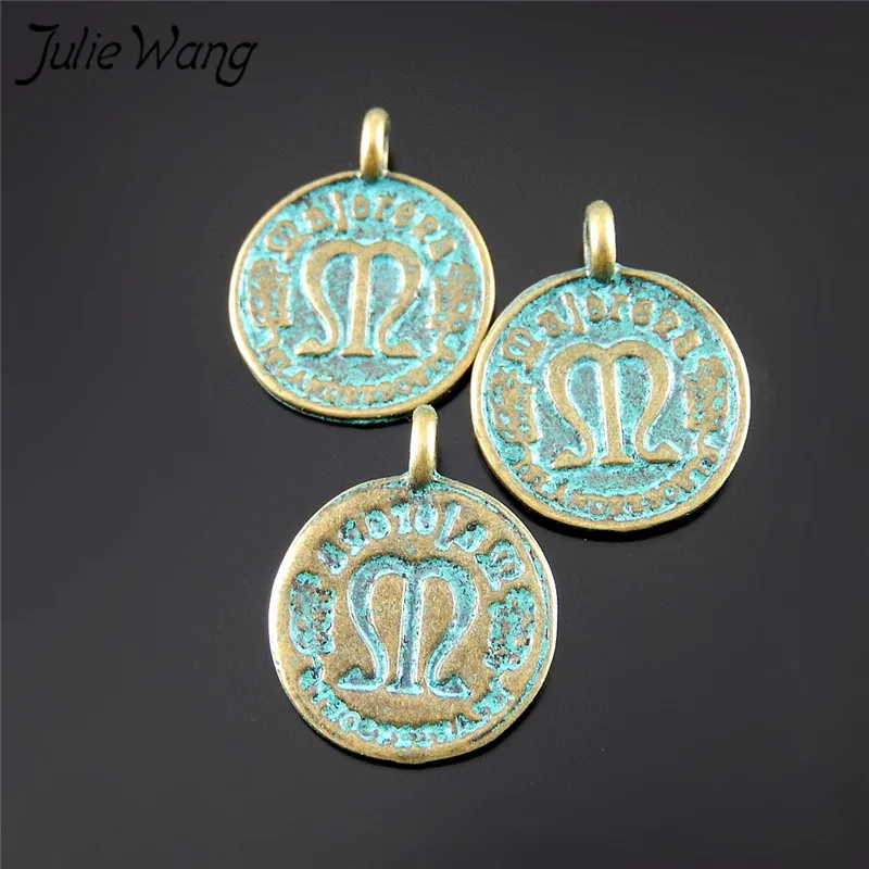 Julie Wang 20 шт. античная бронза двойной искусственный символ монеты подвески