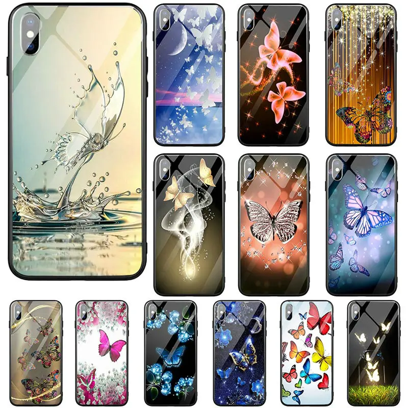 Красивая бабочка Летающий жесткий закаленное стекло крышка бампер для