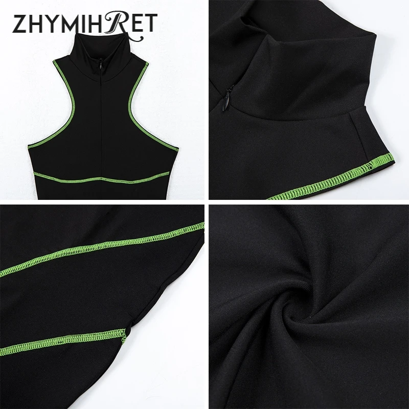 Женское мини-платье-карандаш ZHYMIHRET черное облегающее платье контрастных цветов