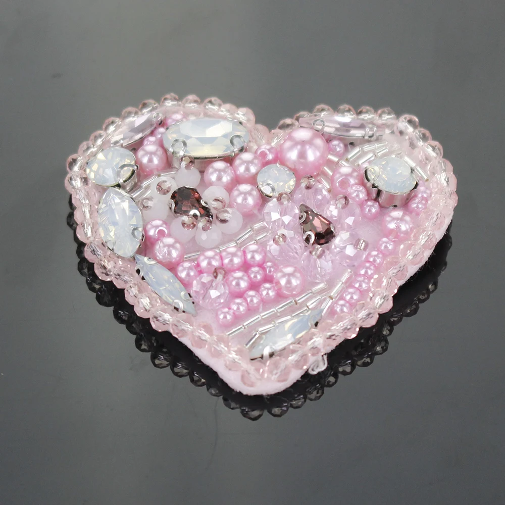 1 комплект вышитые бисером Стразы розовая Корона значки на сердце стразы нашивки