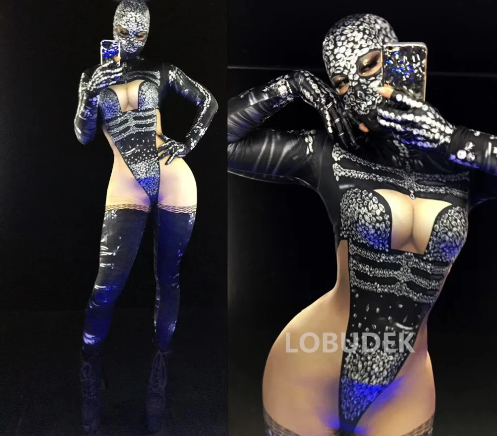 Блестящие кристаллы оригинальное облегающее боди с 3D принтом Стрейчевые