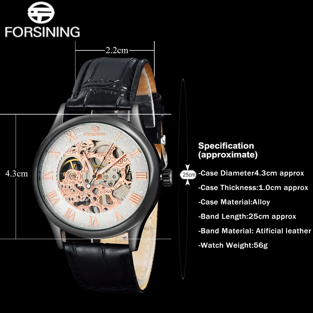 FORSINING Fashion Brand Men'S Casual Watches Men Leather Band Hand Wind Skeleton Mechanical Wirst Relogio Masculino | Наручные часы