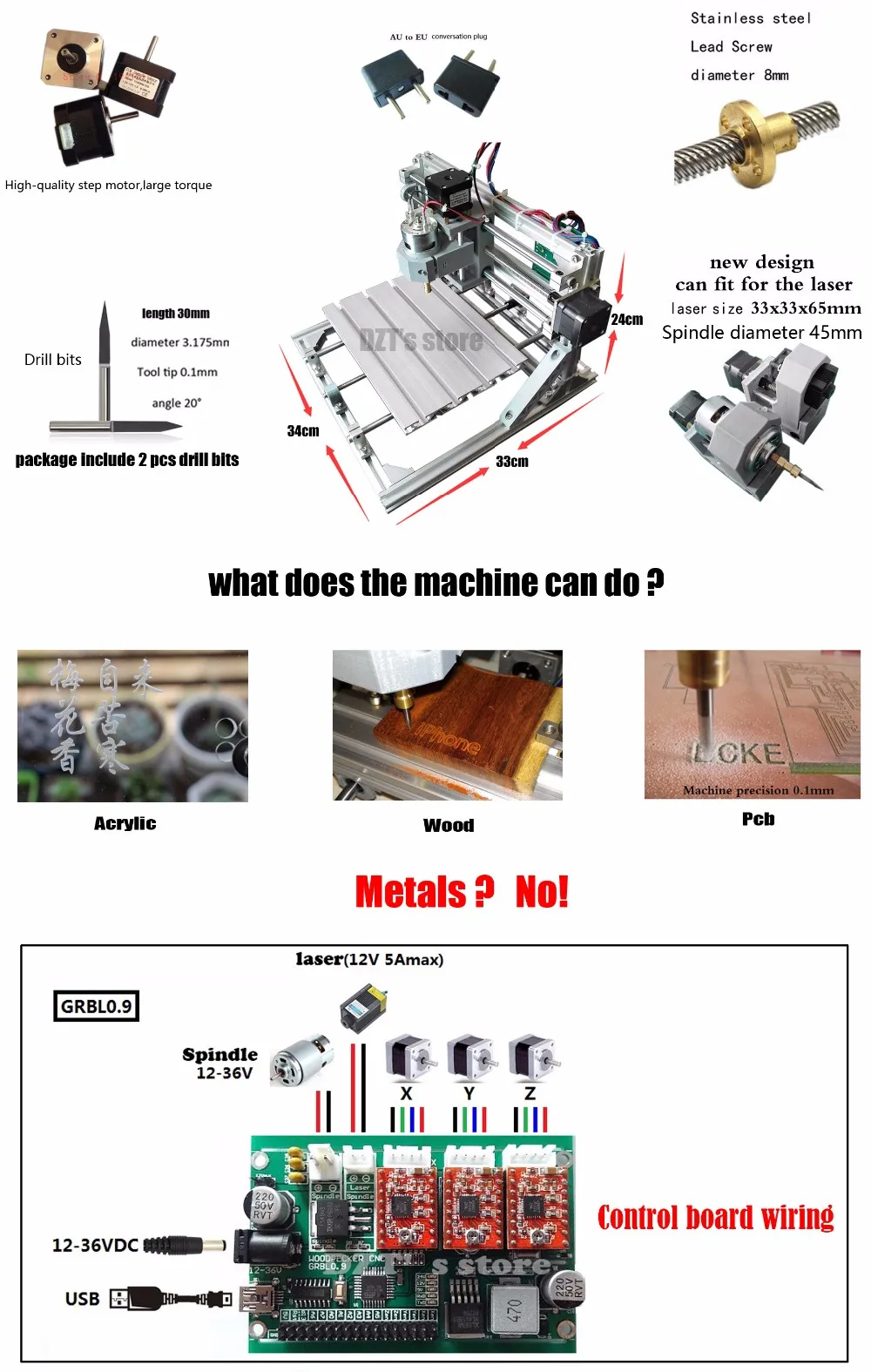 CNC 2418+ 2500 mw лазерный GRBL контроль Diy высокомощный лазерный гравировальный станок, 3 оси pcb фрезерный станок, деревянный маршрутизатор+ 2,5 w лазер