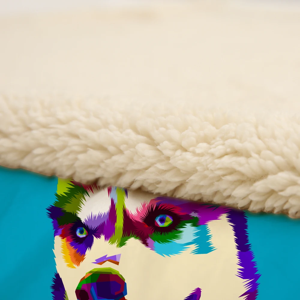 Miracille Colorful Painting Dog Blankets Sherpa Fleece Throw Blanket on Sofa Living Room Bed Cover Home Decoration | Дом и сад