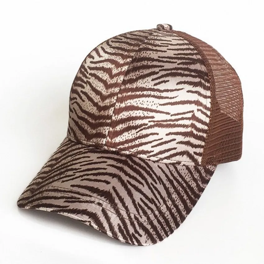 Light Coffee Tiger Модная бейсболка с животным принтом, высокая сетчатая Кепка-бейсболка, женская кепка с леопардовым принтом, бейсбольная кепка с хвостом - Цвет: Light Coffee Tiger