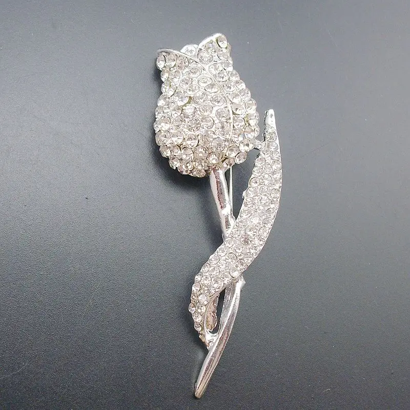 1 шт. блестящая Красивая Посеребренная Цветочная прозрачная стразы брошь в виде