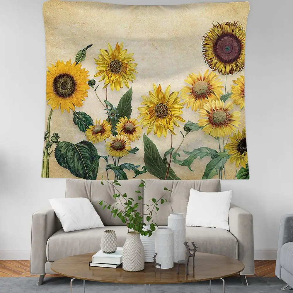 

PLstar Cosmos Bohemian sunflower oil painting Tapestry 3D Printing Tapestrying Rectangular Home Decor Wall Hanging style-16