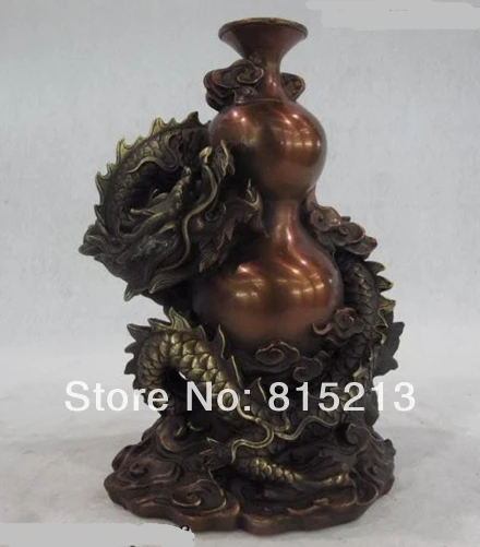 Bi00696 8 Китайский Королевский дворец медная бронза фэн шуй Дракон шпагат бутылка