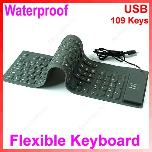 Проводная Гибкая Складная силиконовая клавиатура USB с 109 клавишами