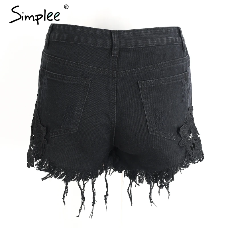 Simplee 2018 рваные женские шорты с карманами летние повседневные джинсовые винтажные