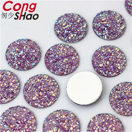 Purple AB 50 шт. 18 мм Bling AB цвета выпуклые минеральная поверхность со стразами Flatback Камень Кабошон DIY для создания свадебного украшения 8Y647 - Цвет: Purple AB