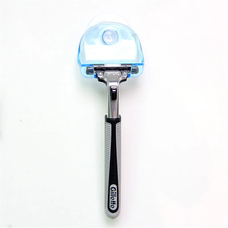 Новый супер присоски типа бритвы держатель прозрачный синий пластик Руководство