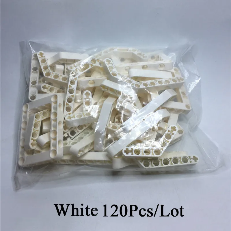 120Pcs Mix White Набор деталей MOC Technic, 120 шт., соединитель для рамы, штырьковый разъем, модель игрушек для детей, совместима с 32348, 6629, 32271, 32009 - Цвет: 120Pcs Mix White