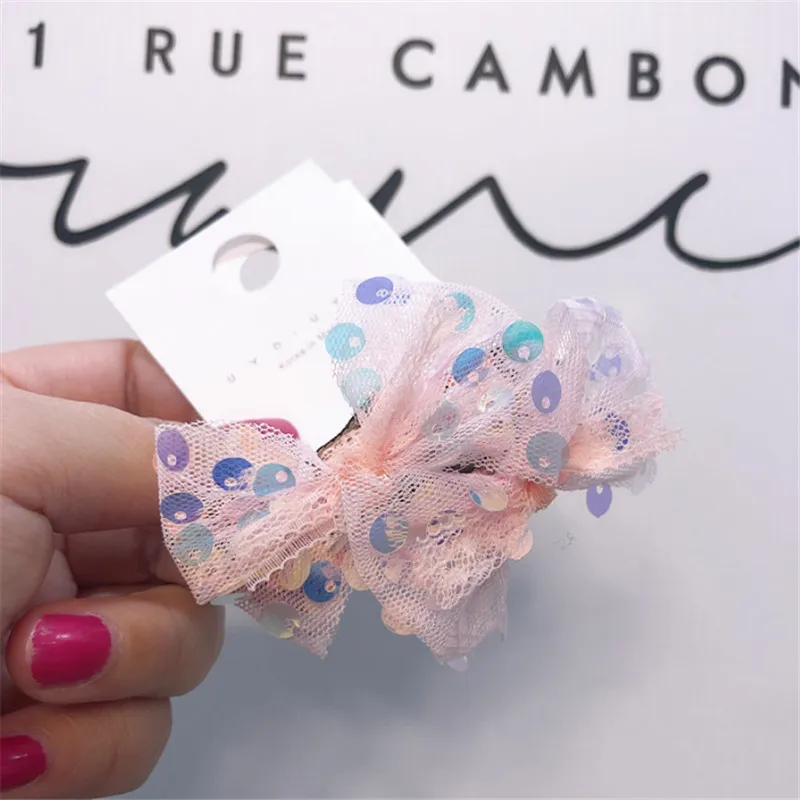 5 пар/лот детей сетки пряжи волос набор веревок Красочные Блестки Эластичный