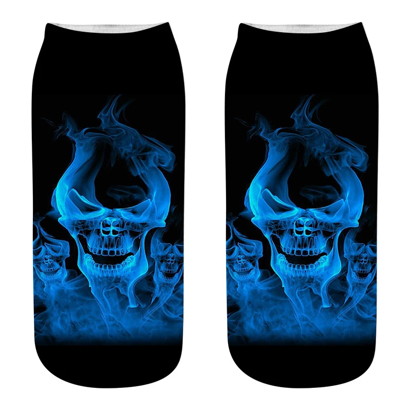 

Morematch 1 Pair Men Ankle Sock Unisex Personality Skull Pattern Cotton Socks Cartoon 3D Printing Socks 8 Style Optional