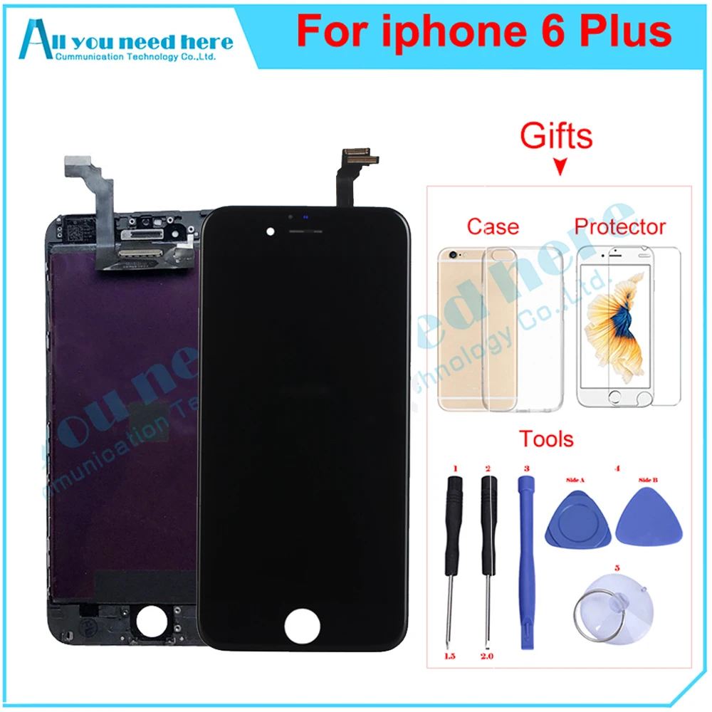5 дюймов черный/белый сборка ЖК-дисплей дигитайзер для iphone 6P 6 plus AAA Качество ЖК