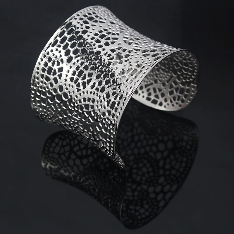 Широкий женский Браслет-манжета из нержавеющей стали в стиле панк Ювелирное