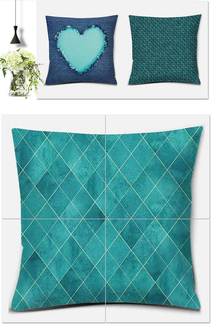 Decorative Pillows Blue Pillow Cover For Living Room Geometric Cushion Cover 45x45cm Bedroom Decor Sofa Funda Cojin Home Decor