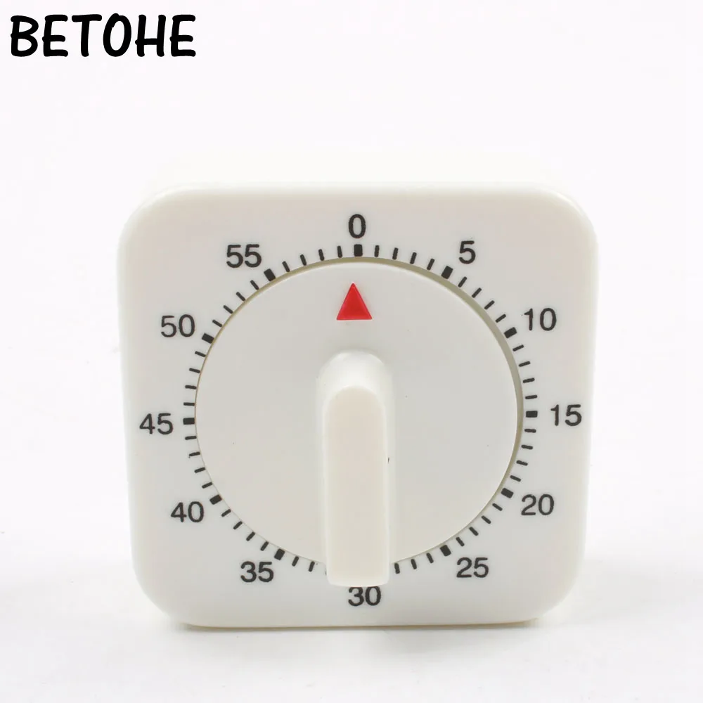 

BETOHE Hot Sale 60 Minutes Kitchen Timer Count Down Alarm Reminder White Square Mechanical Timer Cooking Tool