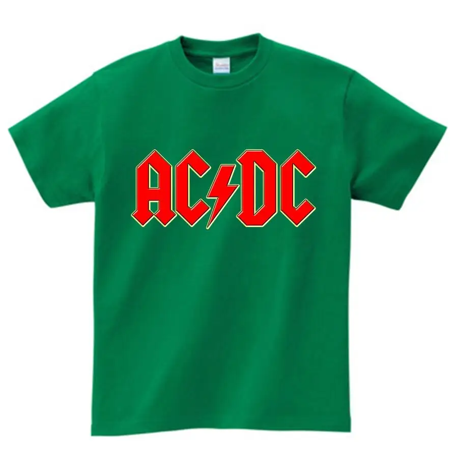 green childreT-shirt ACDC/детская футболка, футболка с буквенным принтом и логотипом AC DC, Детская Повседневная футболка, принт AC/DC, рок-футболка для мальчиков и девочек, костюм для малышей, NN - Цвет: green childreT-shirt