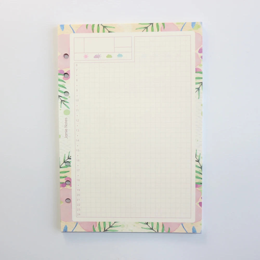 daily planner 1 Domikee мультфильм цветок дизайн 6 отверстий заправка внутренние бумаги ядро для переплетных блокнотов: ежедневник еженедельник, заготовка, сетка, список A5A6 - Цвет: daily planner 1