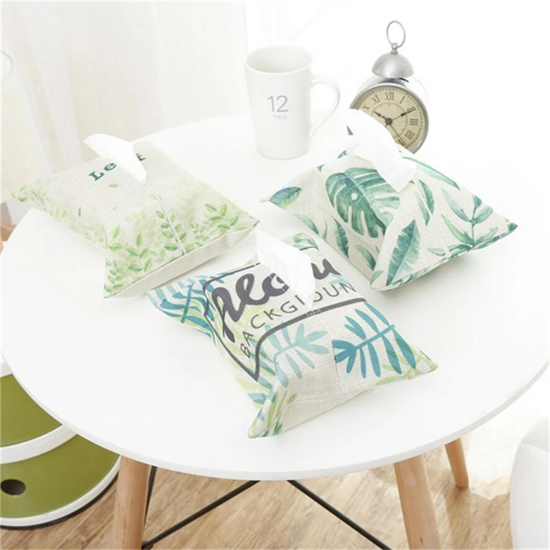 Green Tree Cloth Tissue Box Car Storage Container Towel Napkin Papers Holder Home Table Decoration 998175 | Дом и сад