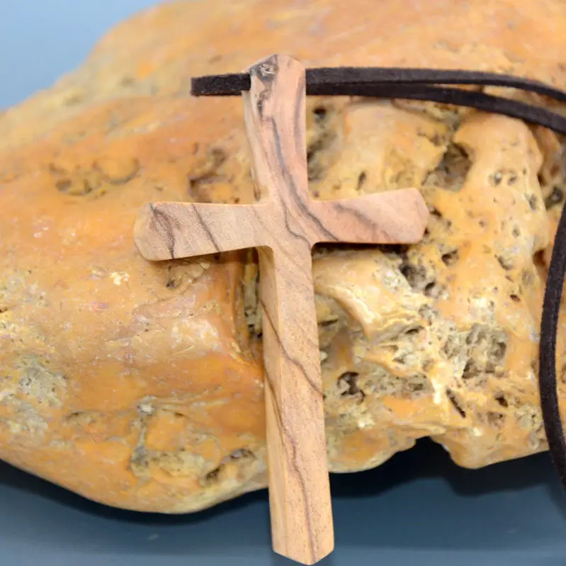 Подвесное зеркало заднего вида из оливкового дерева с подвеской God Jesus Cross