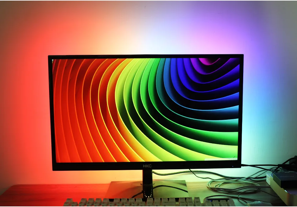 Светильник Ambi tv USB Светодиодная лента светильник 5050 RGB Dream color ws2812b полоса для ТВ настольного ПК экран тыловая подсветка 1 м 2 м 3M 4M 5 м