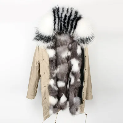OFTBUY, водонепроницаемая длинная парка, зимняя куртка для женщин, пальто из натурального меха енота, меховой воротник, подкладка из лисьего меха, одежда в Корейском стиле - Цвет: 18