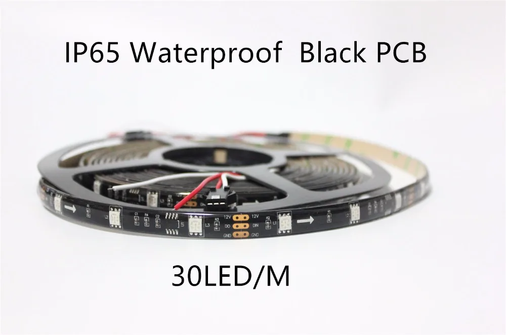 WS2811 Светодиодная лента 5 м 30/48/60 светодиодов/м 10/16/20 шт. ws2811 ic/meter DC12V белый/черный PCB