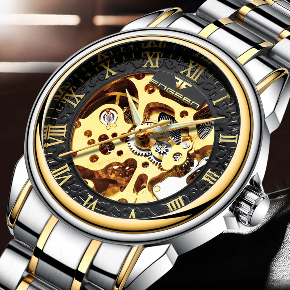 Роскошные автоматические мужские часы водонепроницаемые механические с
