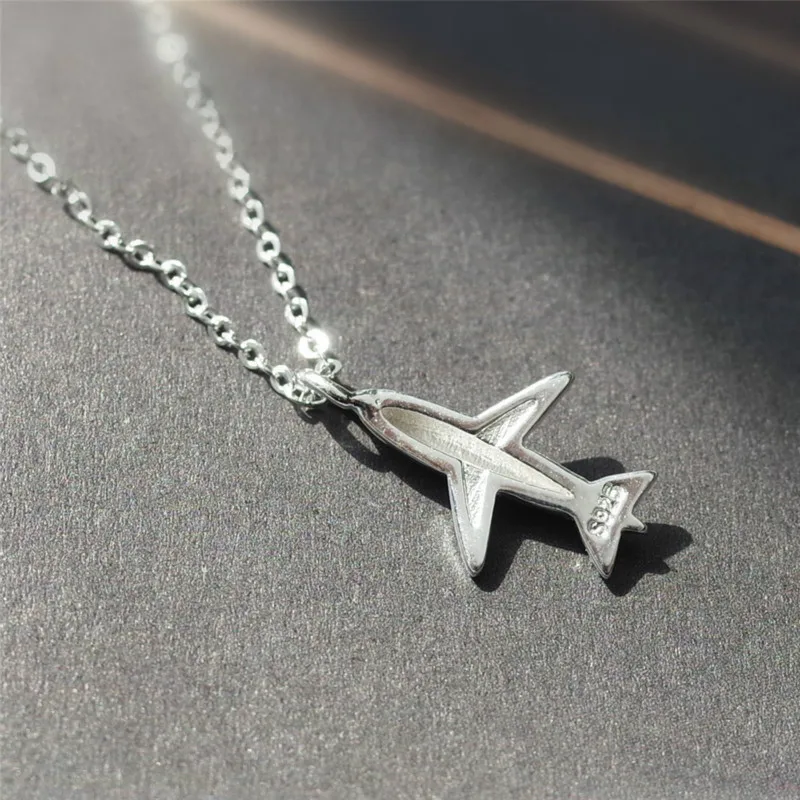 Женское ожерелье с подвеской в виде самолета из серебра 100% пробы|pendants for women|airplane