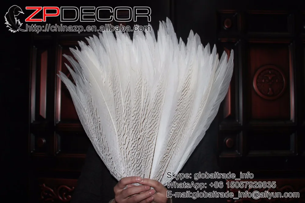 Заводские розетки zpdecor 18-20 дюймов(45-50 см) 50 шт./лот ручной работы белое серебро перо из хвоста фазана для вечернего шоу