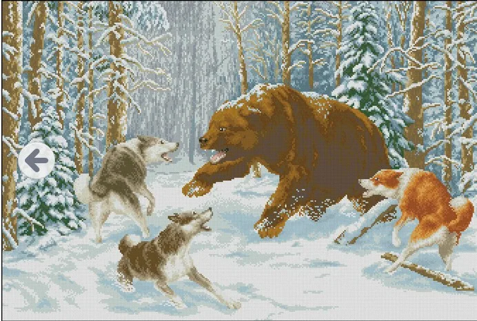 Top Quality popular cross stitch kit meeting in a forest bear fight with wolf wolves | Дом и сад
