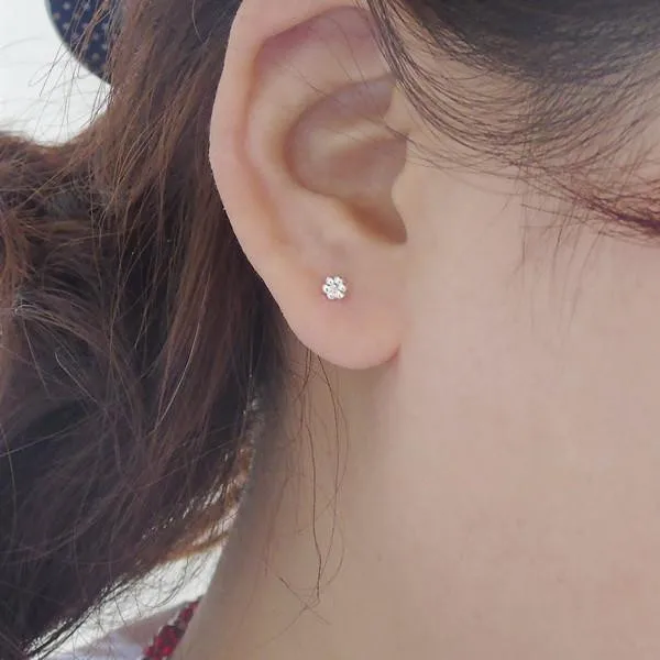 Стерлинговое Серебро серьги-гвоздики гипоаллергенные 925 Слива мини простой |