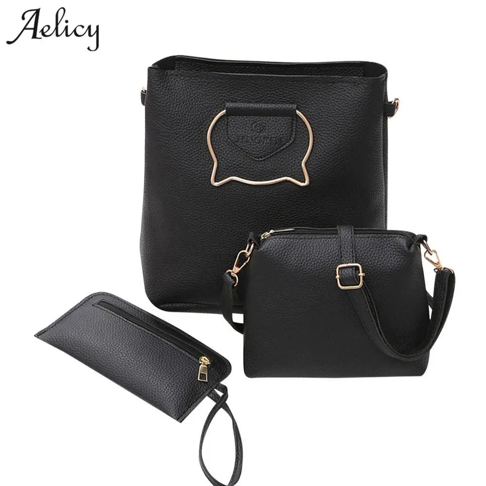 Женская сумка мессенджер Aelicy из 3 предметов кожаная высокого качества|bolsa