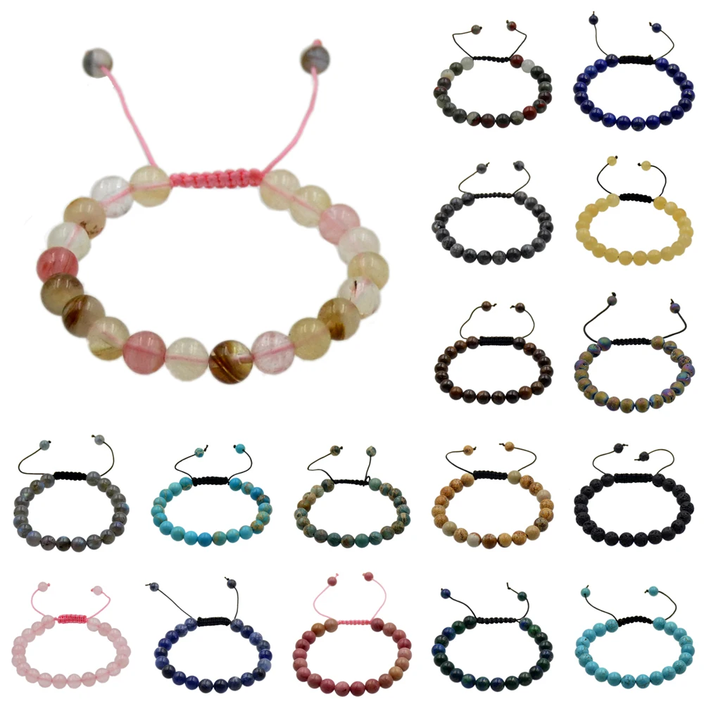 8 мм натуральный красный гранат драгоценные камни плетеный браслет 5 шт./лот Для