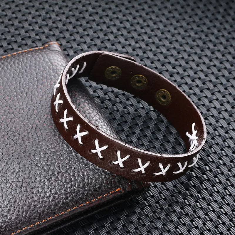 Genuine Leather Bracelet Men Jewelry Punk Gift For Him Fashion X Shape Chic Cuff Bracelets Women Friendship Gifts | Украшения и