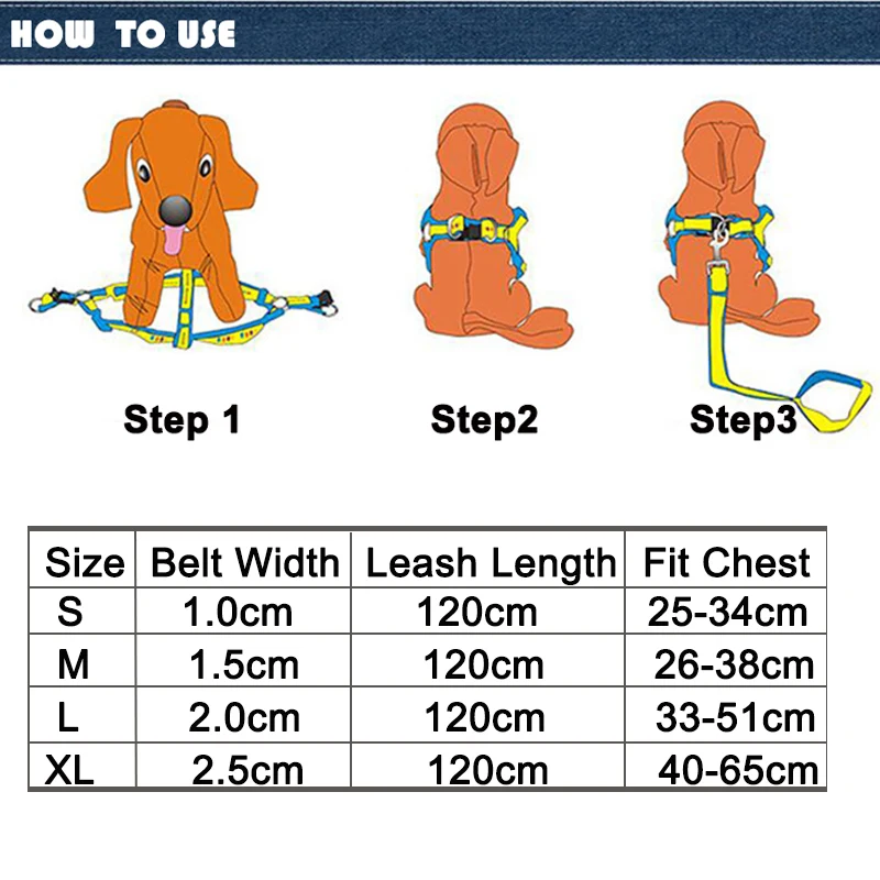 Ремень для собак и кошек регулируемый поводок из денима 4 размера дрессировки