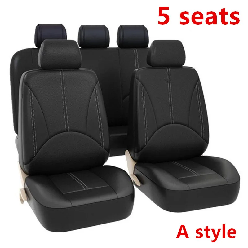 5 seats A Роскошный качественный чехол из искусственной кожи для автомобильных сидений, чехлы для автомобильных сидений, набор универсальных подходящих для большинства автомобилей, чехлы для сидений в подарок - Название цвета: 5 seats A