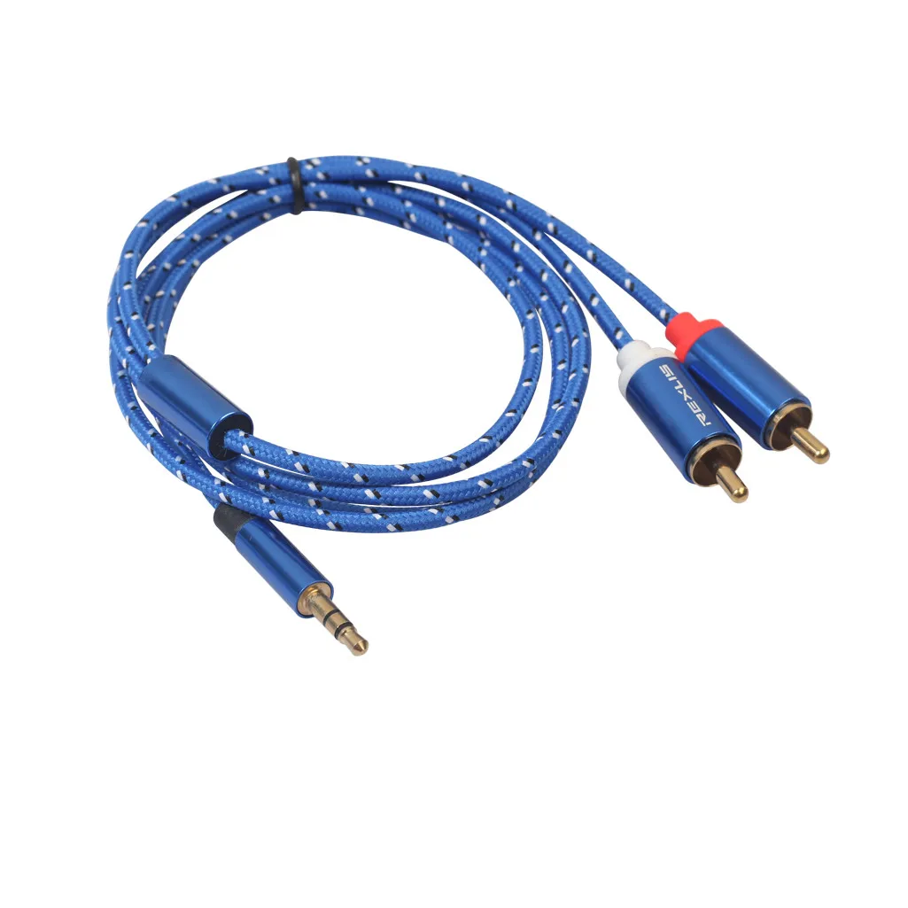 EPULA нейлоновый Плетеный 2RCA аудио кабель 3 5 мм до Aux Мужской Позолоченные наушники