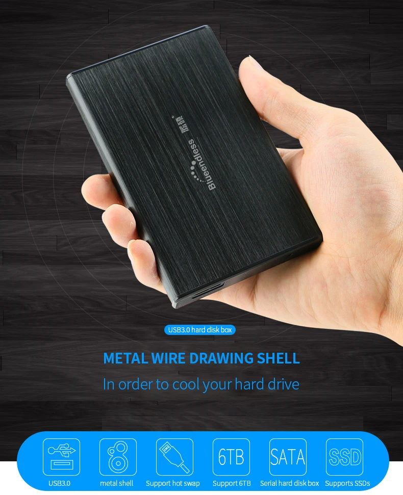 SATA I, II, III SATA USB 3,0 Металлический корпус SSD, HDD 2," HDD Caddy sata to USB 3,0 HDD Box HDD корпус 6 Гбит/с
