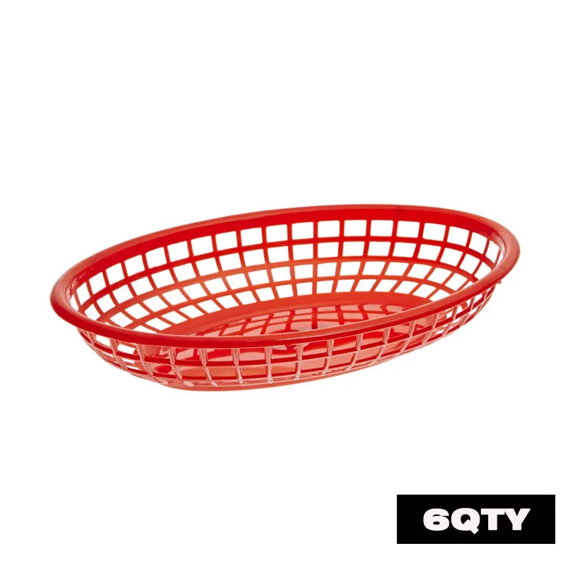 6pcs Red 6 шт. корзина для картофеля фри овальная пластиковая корзина для быстрого питания тарелки для пикника, сэндвич и поднос для жарки, platos пластик cestino panino - Цвет: 6pcs Red