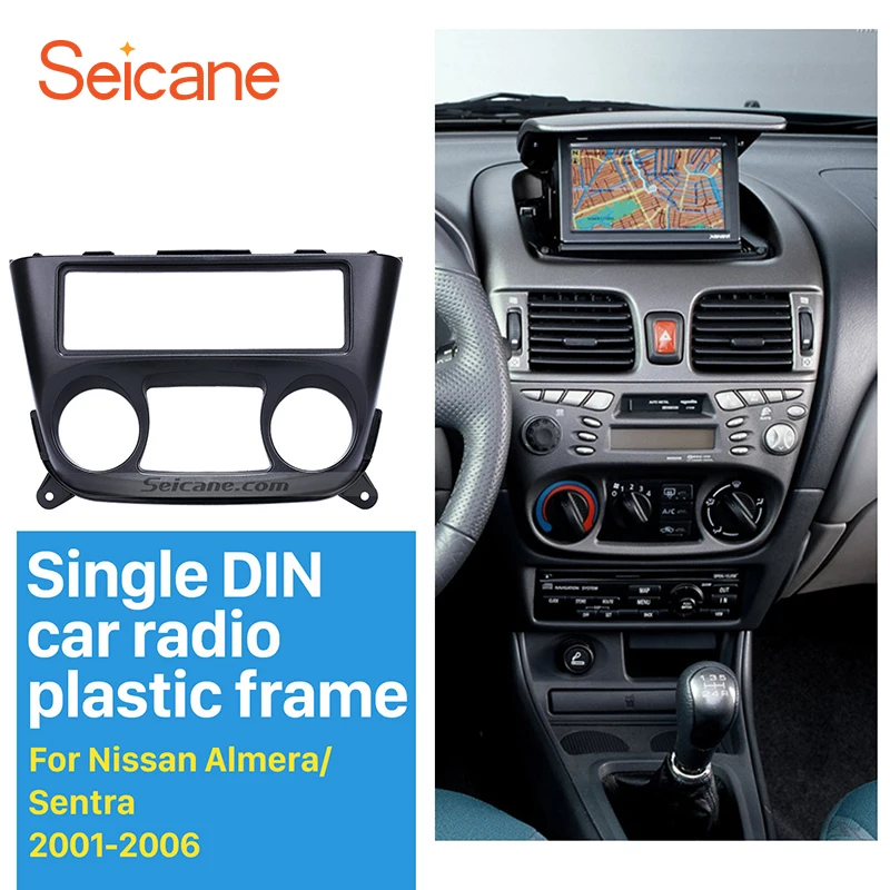 Seicane 1 Din Car Stereo Radio Fascia Panel Trim Kit for 2001-2006 Nissan Almera Sentra Stereo Dash CD Fascia Plate Panel Audio