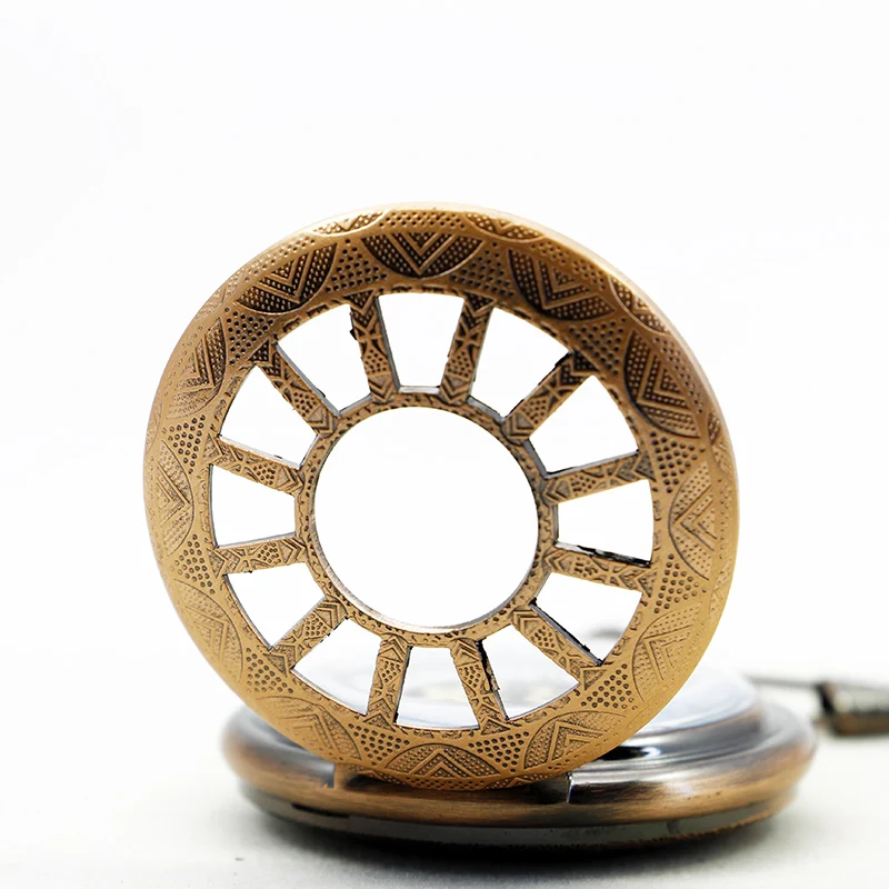 Antique Copper Hollow Digital Handwind Mechanical Pocket Watch Vintage Steampunk Fob Chain Watch for Men and Women Gifts