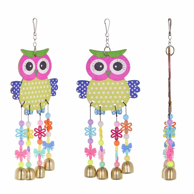 Игрушка птица попугай цветная яркая сова рисунок колокольчик игрушка для