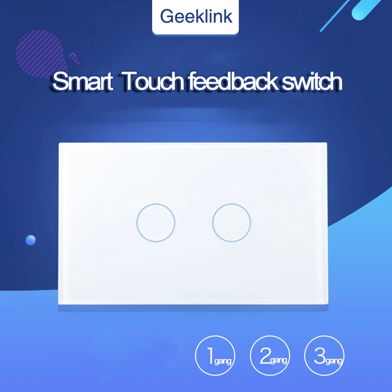

Оригинальный сенсорный переключатель Geeklink американского типа отзывы зью, 1/2/3 клавишами, Wi-Fi, дистанционное управление с помощью пульта дист...