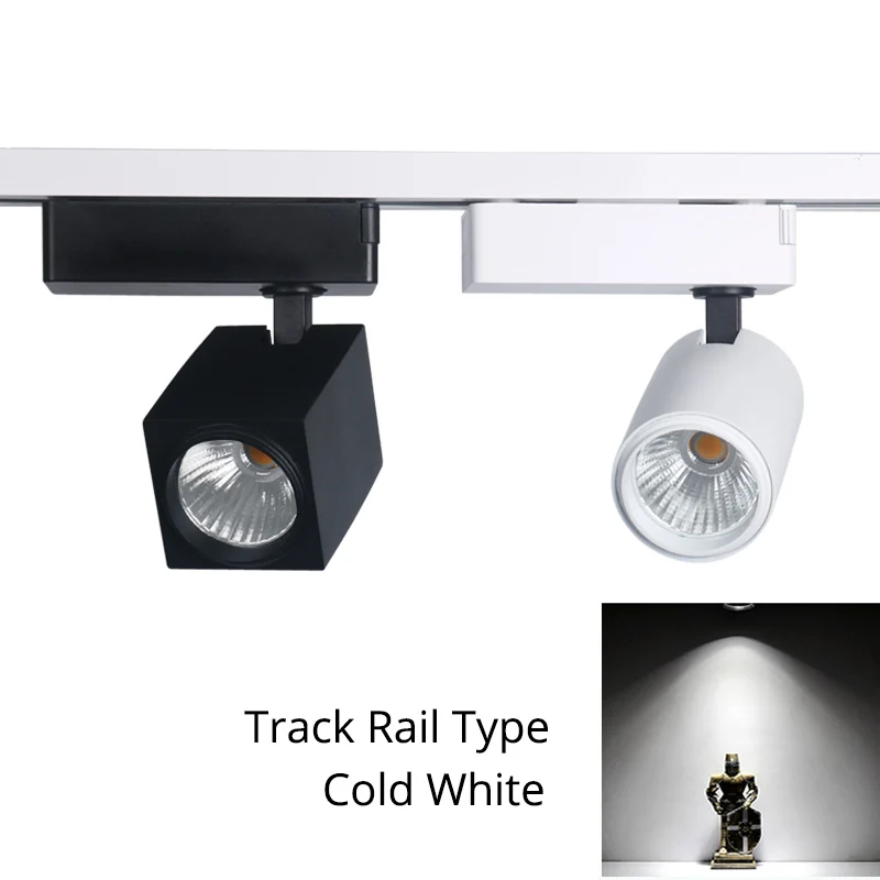 Rail Cold White 12W LED Track Light CREE Square Rail Spot Light Clothing Shoes Shop Home Kitchen Track Lighting System Spotlights Ceiling Lamps - Испускаемый цвет: Rail Cold White