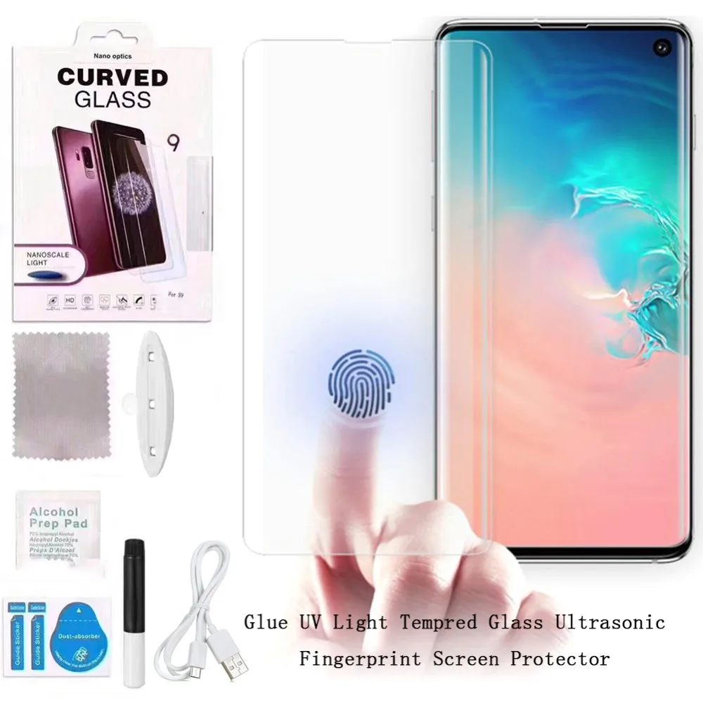 Ультразвуковая Защита для экрана из закаленного стекла для samsung Galaxy S10 Plus, 3D изогнутая жидкая УФ-пленка