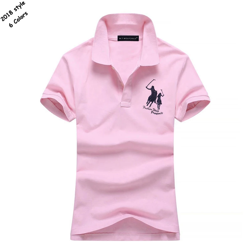 Высокое качество 2018 летние женские рубашки поло с коротким рукавом из хлопка
